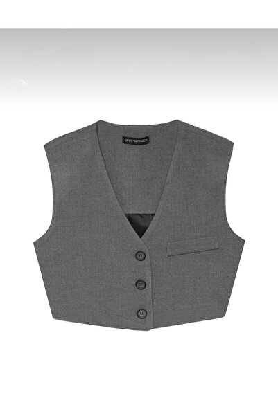 GenelTedarik Buttoned Datayali Vest Jacket - Gray