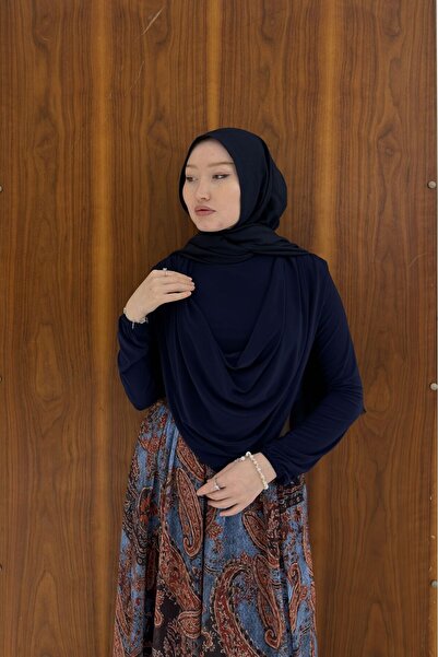 Faya Boutique Navy Blue Patterned Pantain Chiffon Skirt Suit