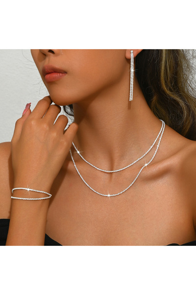 Choice1 TZ50 Starry Sky Sparkling Necklace, Women's Clavicle Chain Bracelet, ...