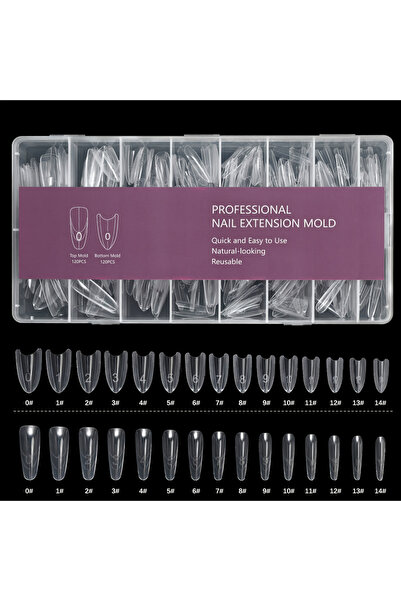 Choice Oval Sandwich Nails Dual Forms - 240Pcs Long Coffin Nail Mold for Quic...