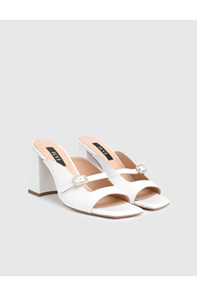 İLVİ Mules - Λευκό - Μπλοκ