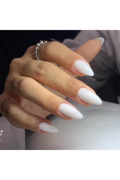 Choice أظافر صناعية بيضاء قصيرة بشكل اللوز من WHITE ARTAUG، 24 قطعة، تغطية كا...