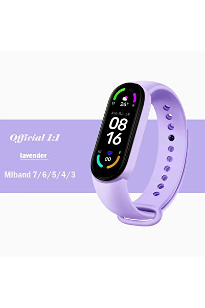 Choice16 حزام سيليكون رسمي باللون الأرجواني الفاتح لـ Mi Band 7 6 5، سوار ريا...