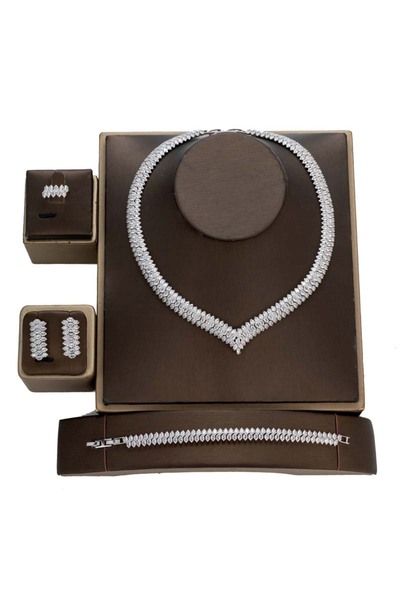 Choice WHITE 43cm resizable white gold Jewelry Set HADIYANA Exquisite Jewelry...