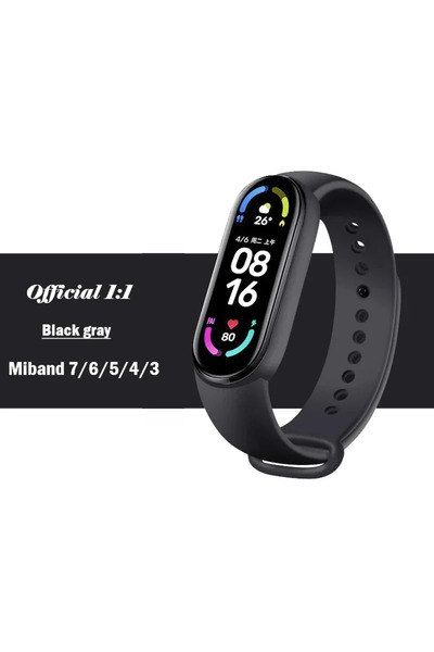 Choice حزام سيليكون رسمي أسود ورمادي لـ Mi Band 7 6 5، سوار رياضي لـ Mi Band ...