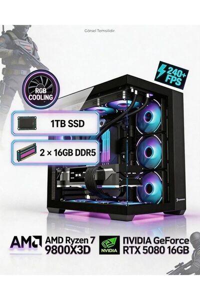 TEKDEN BİLGİSAYAR AMD Ryzen 7 9800X3D | 2 x 16 GB DDR5 | RTX 5080 16 GB | 1 T...