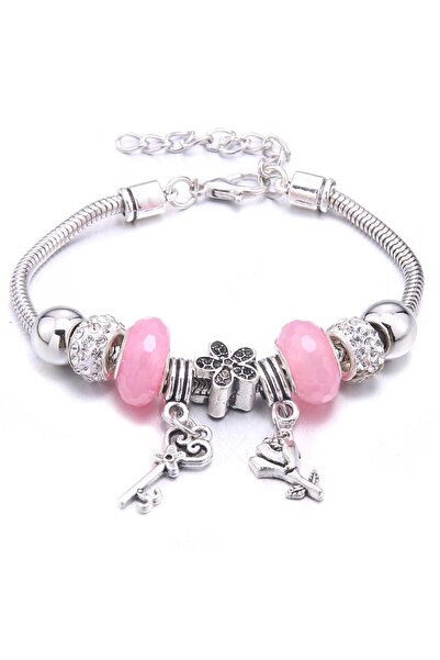Choice3 B3286-pink 2025 أساور ومجوهرات ساحرة بتصميم فراشة بيضاء وخرز تاج، أسا...