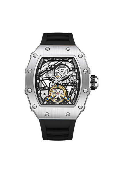 Choice6 silver black Fashion Luxury Men's Watch ONOLA Hollow Out Rudder Flywh...
