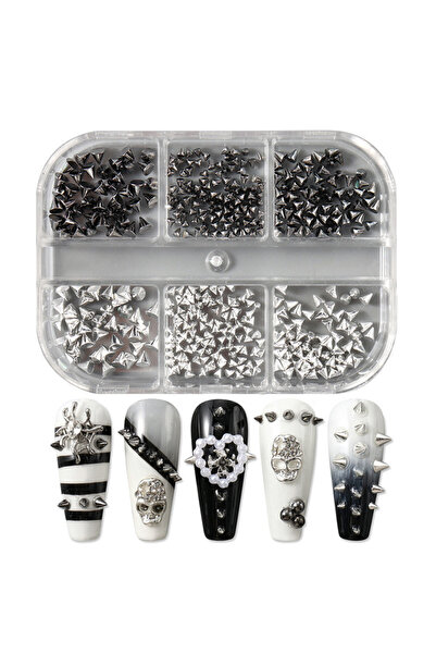 Choice Black Silver 3D Mini Metal Punk Nail Art Studs Mixed Sizes Gold Black ...