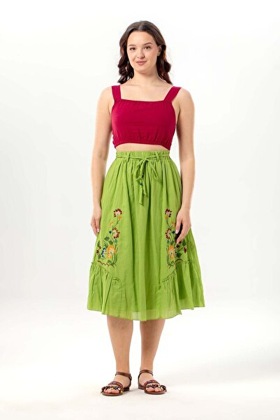 Eliş Şile Bezi Canan Voile με δέσιμο και λεπτομέρεια από λάστιχο, μίντι μήκου...