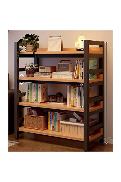 NKX رف كتب عصري متعدد الوظائف مكون من 4 طبقات بتصميم مثبت على الحائط وواقف عل...
