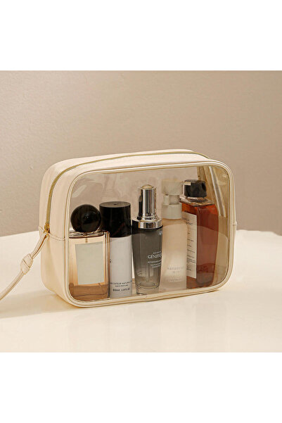 Choice1 Beige L PVC Clear Makeup Case Toiletry Bag Multipurpose Travel Kit Po...