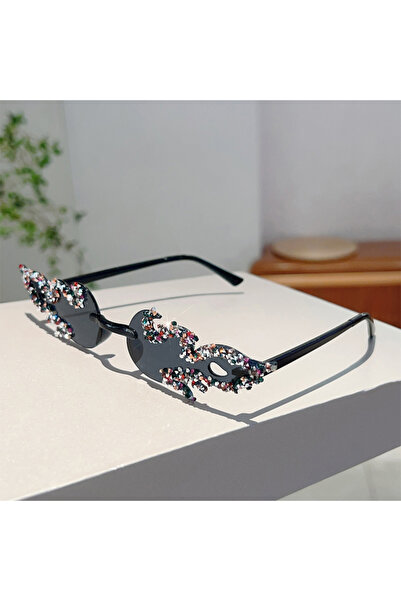 choice2 as picture shows grey colorful KAMMPT Fashion Rimless Fire Design Sha...