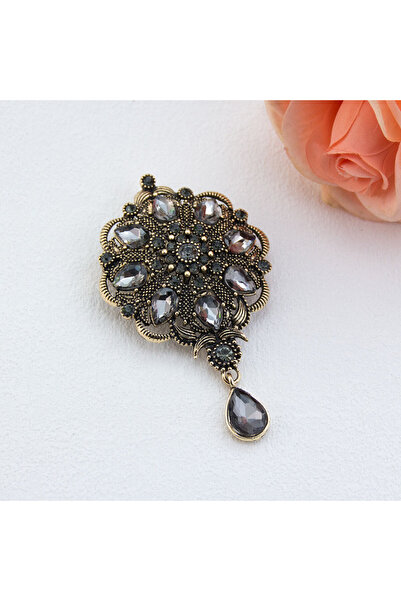 Choice5 TGNVSXZ380B Vintage Gray Crystal Turkish Brooch For Women Hijab Lapel...