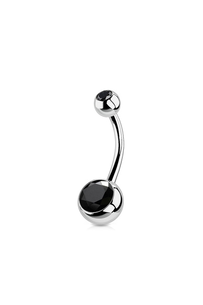 Choice1 1.2x10mm black 1PC G23 Titanium Crystal Gem Curved Barbell Rings Bell...