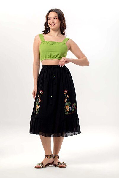 Eliş Şile Bezi Canan Voile με δέσιμο και λεπτομέρεια από λάστιχο, μίντι μήκου...