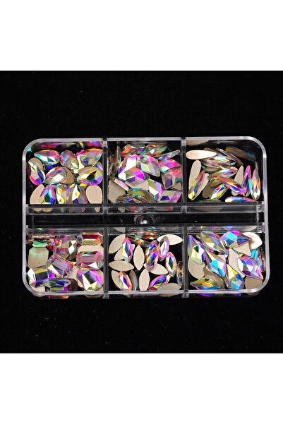 Choice Crystal AB 6 Grids Crystal AB Mixed Shapes Nails Rhinestones Flatback ...