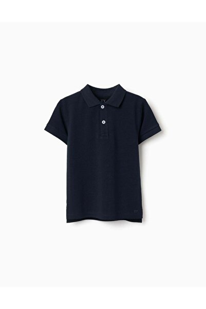 Ziddy Short Sleeve Cotton Piqué Polo Shirt For Boys, Dark Blue