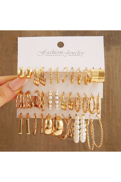 Choice1 AYA36Pcs Fashion Geometric Gold Color Earring Set for Women Vintage M...
