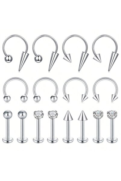Choice 1 Mix 16pcs C-shaped and spiral 16G 1.2x8mm Face Nose Rings & Studs 16...