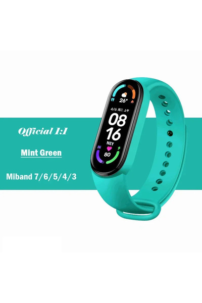 Choice46 حزام سيليكون رسمي بلون النعناع لـ Mi Band 7 6 5، سوار رياضي لـ Mi Ba...