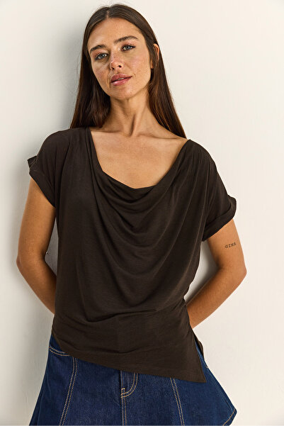 Bianco Lucci Μπλούζα - Καφέ - Ευθεία