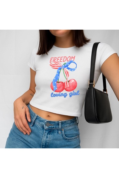 ZAVIXO Women's Modern Crop Top Printed Slim Fit Baby Blue Summer T-Shirt
