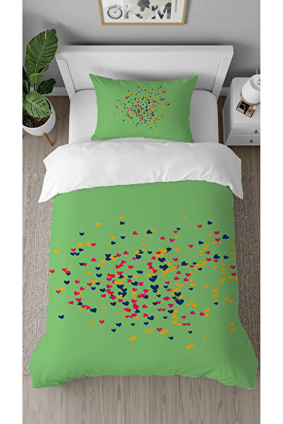 GREENDECOR Heart Love Love منقوش طباعة رقمية قطعة بتصميم خاص ملاءة سرير سيز م...