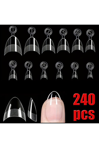 Choice Short Almond Clear 120/240 pcs Half Cover Almond Fake Nails Half Matte...
