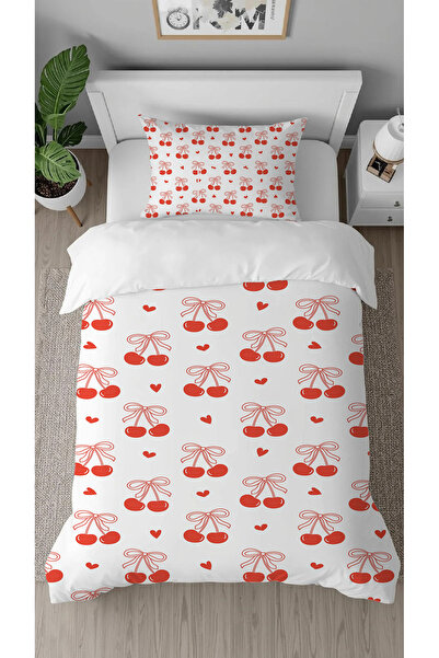 GREENDECOR Cherry Fruit Patterned Digital Printed Special Design Single Styli...