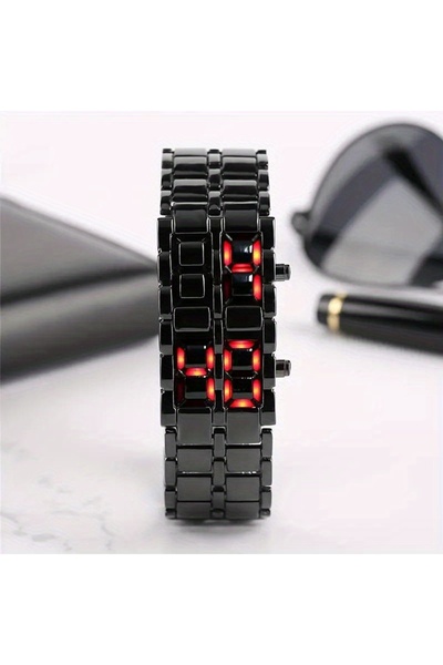 Choice black LED Display Electronic Watch Novelty Red Blue LED Lava Digital W...
