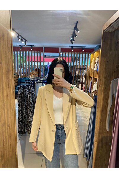 LENİSA BUTİK Krem Blazer Ceket