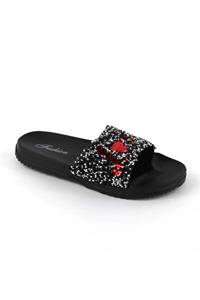 mm Women's light and comfortable slippers 861-LOVE-BLACK