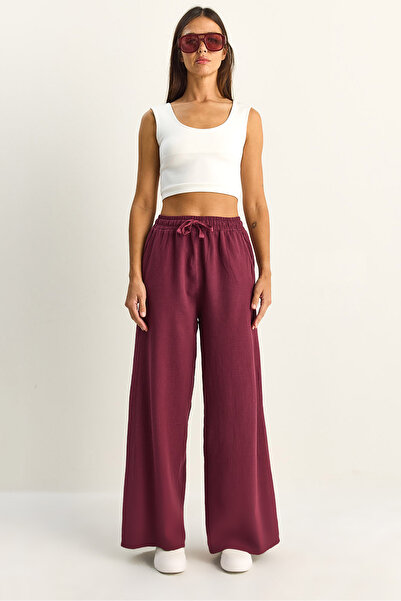 Bianco Lucci Παντελόνι - Μωβ - Ελαστική μέση