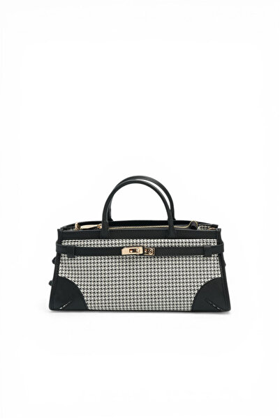 Silver Polo Silver & Polo Sp1260 Women's Handbag Houndstooth Plaid Black-Black