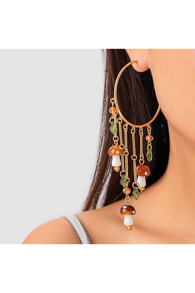 Choice Style 1 Bohemian Colorful Mushroom Crystal Pendant Long Tassel Earring...