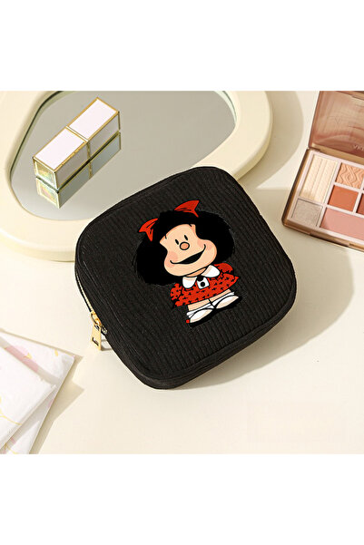 Choice1 black Women's Mini Mafalda Corduroy Makeup Bag - & Travel-Friendly Co...