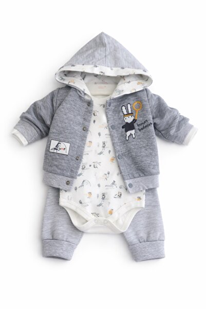 Babyim Baby Boy Set with Hooded Jacket, 3-Piece