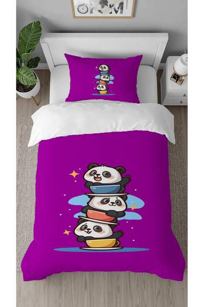 GREENDECOR Sweet Pandas Patterned Digital Printed Specially Designed Single S...