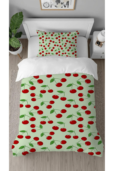 GREENDECOR Cherry Fruit Patterned Digital Printed Special Design Single Styli...