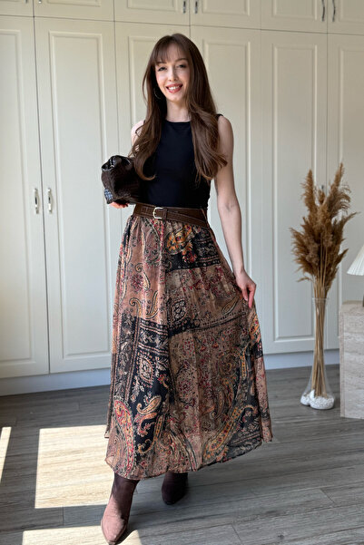 Dilay Gökoğlu Butik Φούστα μίντι με ζώνη και επένδυση