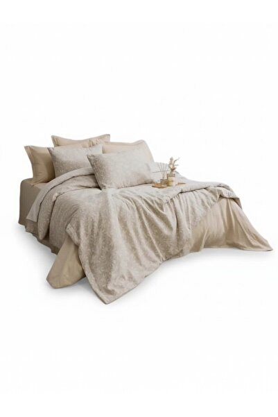 Şaheser Home Collection Aline Jacquard Muslin Duvet Cover Set Double Size 6 P...