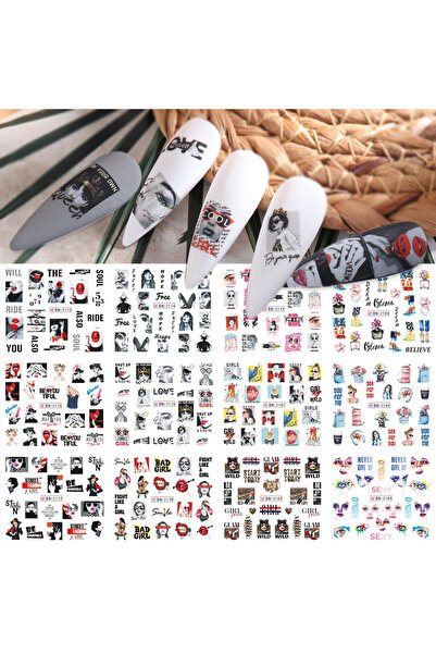 Choice20 BN2173-2184 Nail Water Decals Geometric Color Block Line Leaf Flower...