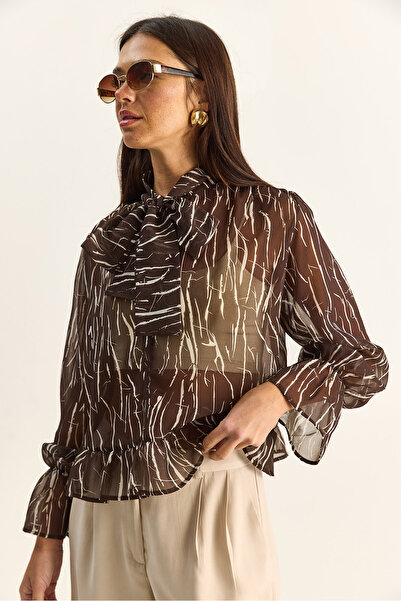 Bianco Lucci Μπλούζα - Καφέ - Ευθεία