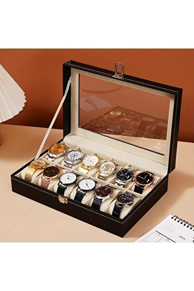 Choice black 1pc Watch Organizer - 12-Slot Display Case with Lock & Removable...