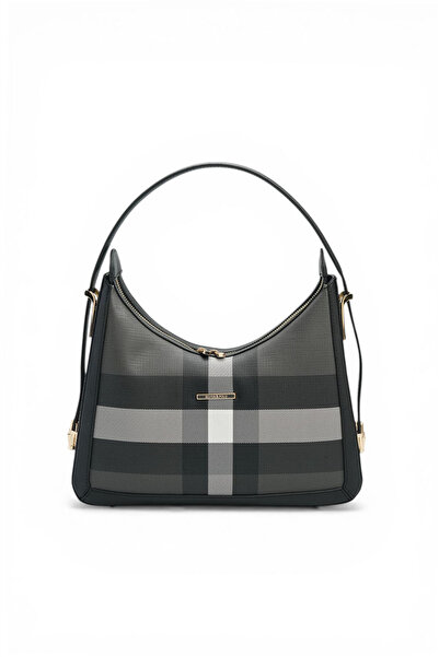 Silver Polo Silver & Polo Sp1187 Women's Shoulder Bag Plaid Black-Black