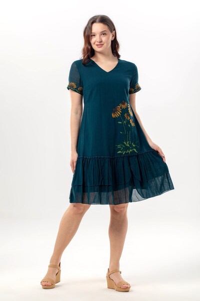 Eliş Şile Bezi Κοντό μανίκι Dilek Voile με λαιμόκοψη V, καλοκαιρινό κεντημένο...