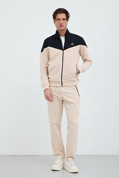 Shooter Sportswear Beige - Navy Blue Men's Elite Seasonal Tracksuit Set Comfo...