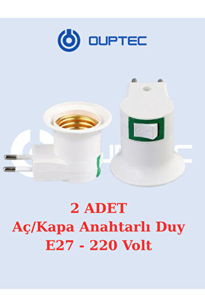 Ouptec 2 Adet Aç/kapa E27 Duylu Duylu Ampul Takılabilen Priz Anahtarlı Duy Pr...
