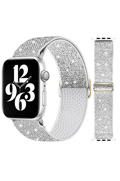 Choice35 38mm or 40mm 41mm Flash Silver 38 Bling Nylon Strap for Watch Band 4...
